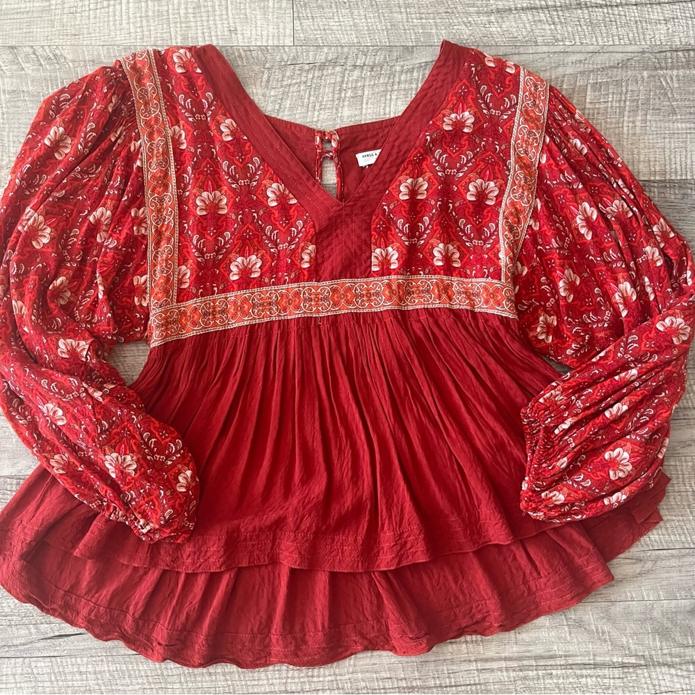 SPELL & The Gypsy - Jewel Smock Blouse in Copper - Size Small